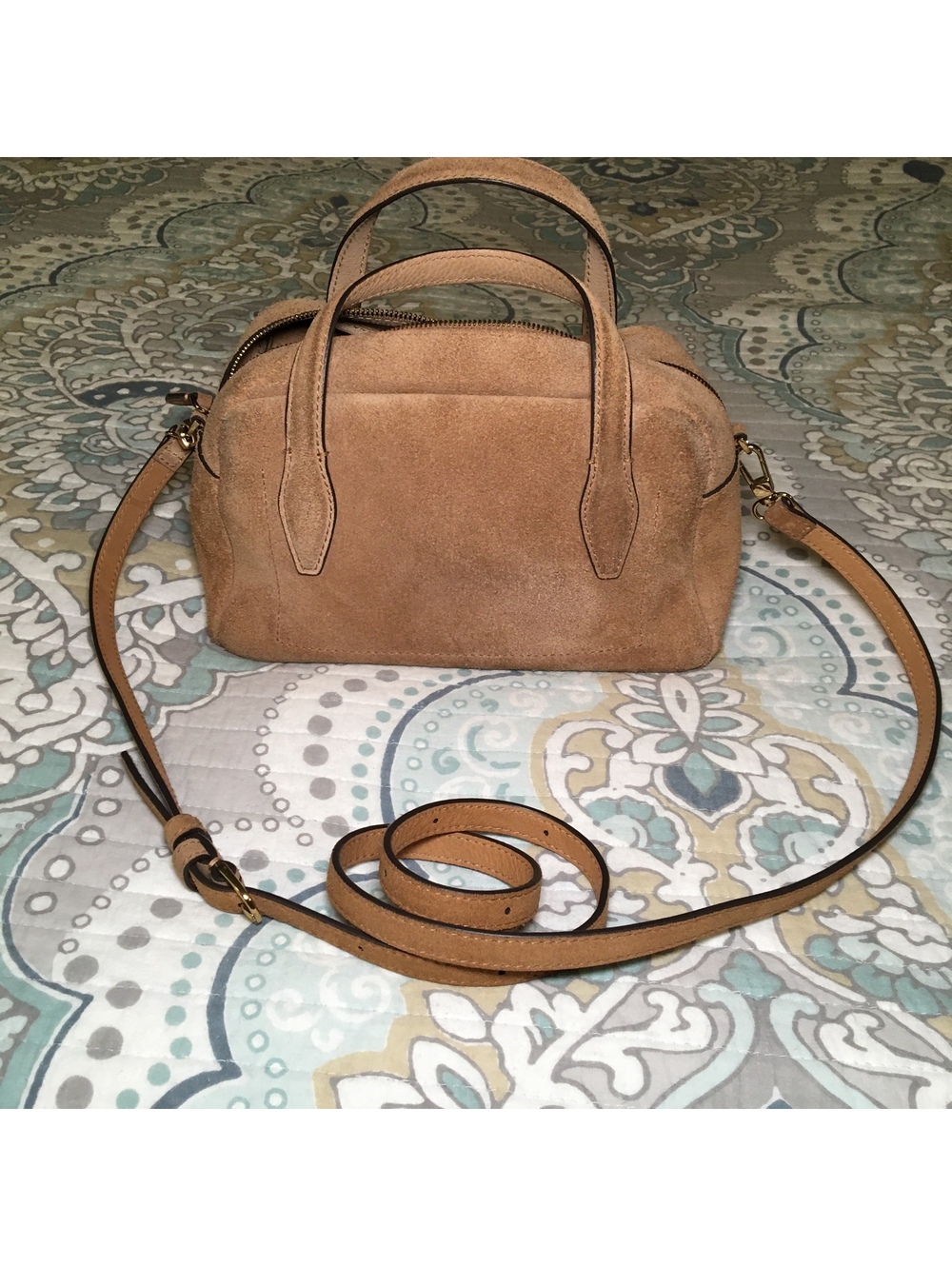 Madewell Tan Suede Small Handbag with Adjustable Strap